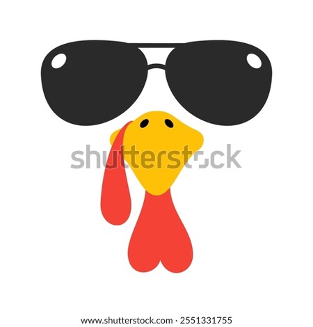 A turkey's face with cool shade. Isolated Vector Illustration