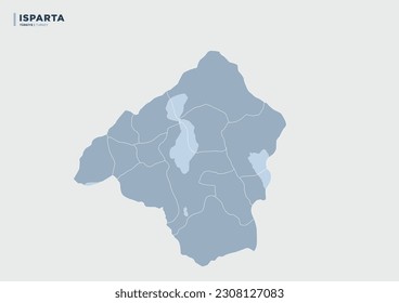 
Mapa provincial de la provincia de Isparta en Turquía.