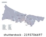 Turkey's Istanbul province, detailed vector districts map.