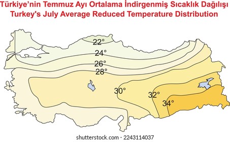 Turkey's July Average Reduced Temperature Distribution