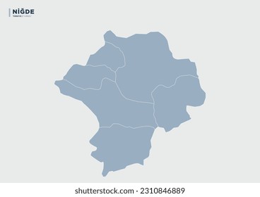 Turkey's Nigde province, province map.