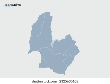 Turkey's Osmaniye province, province map.