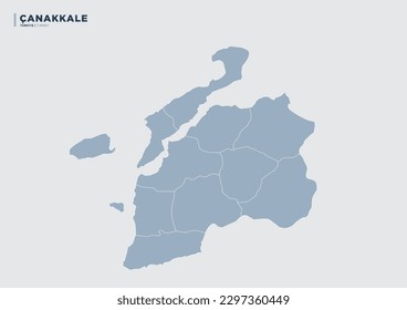 Turkey's Çanakkale Province, province map.