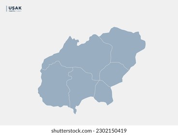 
Turkey's Uşak province, province map.