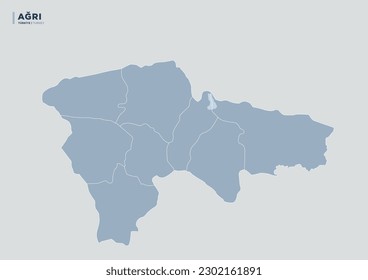 
Mapa de provincia de Ağrı en Turquía.