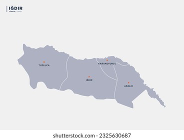 
Mapa provincial de la provincia turca de Iğdır.