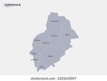 
Mapa de provincia de Kırıkale, Turquía.