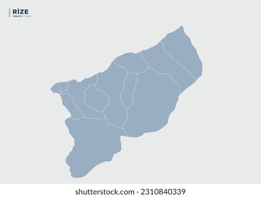 Mapa de provincia de Rize, Turquía.