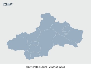 
Turkey's Tokat province, province map.