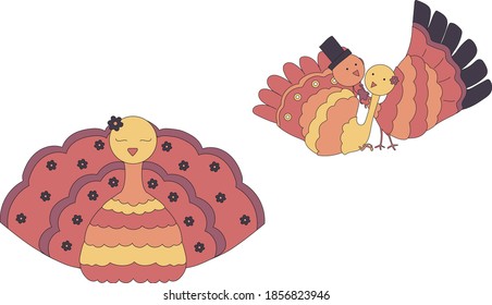 turkeys, turkey bird, turkey wearing a hat, bird love, turkey bird couple, flowers,