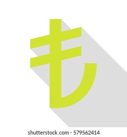 Turkiey Lira sign. Pear icon with flat style shadow path.