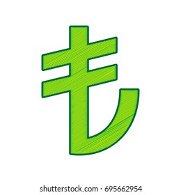 Turkiey Lira sign. Vector. Lemon scribble icon on white background. Isolated