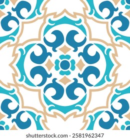 Turkish abstract flourish pattern with intricate details, designed as a seamless tile. Perfect for textiles, wallpapers, branding, and decor. Ideal for home decor brands, artisans, and luxury project.