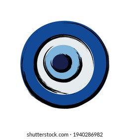 Turkish amulet against the evil eye. Blue eye. Guardian Nazar. An attribute of traditional pre-Islamic Turkic apotropic magic. Vector graphics.