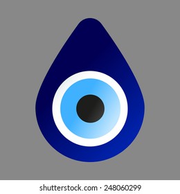Turkish amulet - evil eye. Turkish Talisman Nazar boncugu. Vector  icon. The illustration on gray background