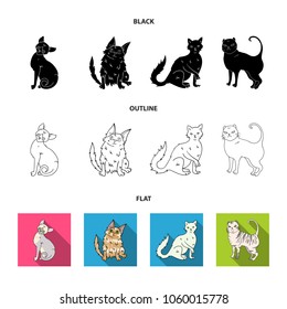 Turkish Angora, British longhair and other species. Cat breeds set collection icons in black,flat,outline style vector symbol stock illustration web.