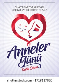 Turkish (Anneler günü kutlu olsun tebrik kartı.)  Translation: Happy Mother's Day greeting card.
