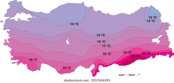 Turkish annual average reduced isotherm map