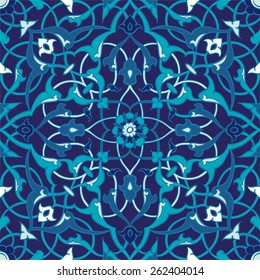 Turkish, Arabic, African, Islamic Ottoman Empire's era traditional seamless ceramic tile, vector floral pattern. islam osmanlı çini motif el işi çizimi kesintisiz vektör süsleme döşeme grafik elementi