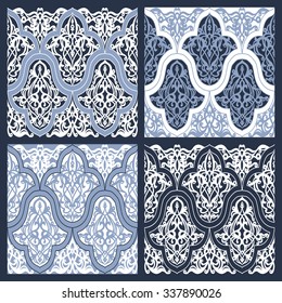 Turkish, Arabic, African, Islamic Ottoman Empire's era traditional seamless ceramic tile. Floral pattern. Vector illustration