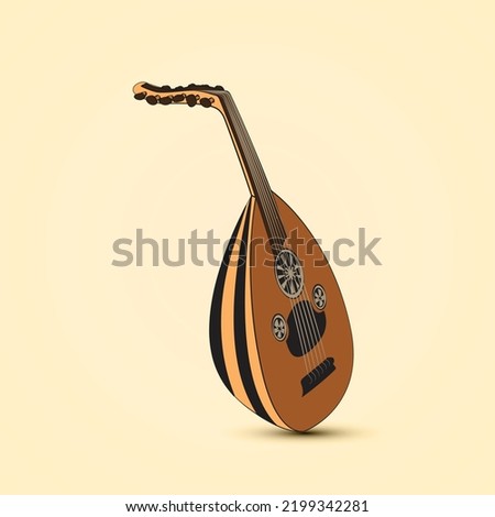 Turkish and Arabic instrument Oud. Vector illustration.