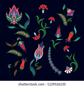 Turkish and Arabic ornament elements isolated. Vector illustration.