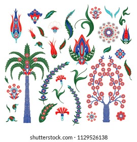 Turkish and Arabic ornament elements isolated. Vector illustration.