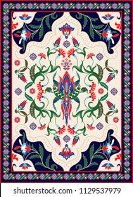 Turkish and Arabic ornament elements such us  flowers and paisley. Vector illustration.