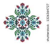 Turkish arabic pattern vector element. Ottoman iznik tile with carnation and tulip flowers. Vintage texture decoration design for textile embroidery or interior decor.