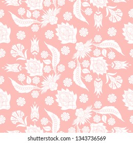 Turkish arabic pattern vector seamless. Damask texture design with flowers motifs. Antique baroque floral texture for wallpaper, furniture textile, wall decor and interior fabric.