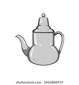 turkish arabic tea pot cartoon. saudi food, kuwait oman, mug traditional turkish arabic tea pot sign. isolated symbol vector illustration
