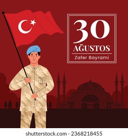 Turkish armed forces day. Turkish armed forces day celebration. Turkish armed forces day background. August 30. Vector illustration design for Poster, Banner, Greeting Card, Card, Cover, Template.