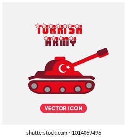 Turkish Army Tank Vector Icon Illustration