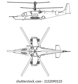 Turkish attack helicopter isolated on white background. Vector Military machine. Military vehicle logotype.
