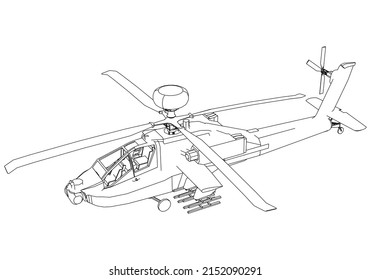 Helicóptero de ataque turco aislado de fondo blanco. Máquina militar vectorial. Logotipo de vehículo militar.