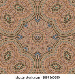 Patrón fluido del vector floral auténtico turco. Diseño de mosaicos. Ornato victoriano. Decoración de cerámica. Composición de flores y hojas.