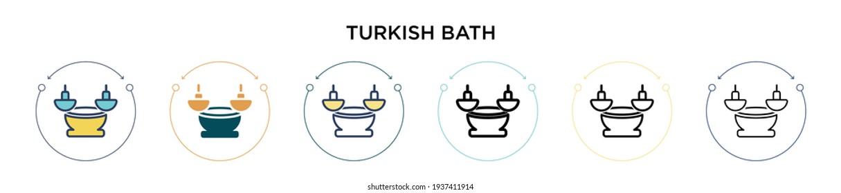 Turkish bath icon in filled, thin line, outline and stroke style. Vector illustration of two colored and black turkish bath vector icons designs can be used for mobile, ui, web