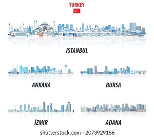 Las ciudades más grandes de Turquía se divierten en tonalidades de paleta azul. estilo estético de С cristal