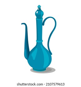 turkish blue jug, arabic tableware, illustration, vector