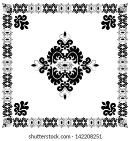 Turkish border and composition of oriental-style embroidery pattern