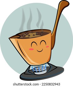 Turkish brewed hot coffee in illustration and vector