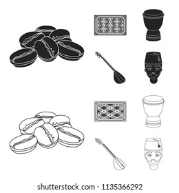 Turkish carpet, saz, drum, turkish men.Turkey set collection icons in black,outline style vector symbol stock illustration web.