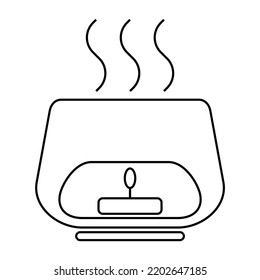 Turkish censer with candle Line Icon. Incense vector logo sign. incense fragrance. buhurdanlık, buhurdan