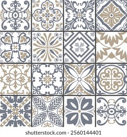 Turkish ceramic pattern collection.
Ceramic tiles with Turkish stylized pattern. Seamless horizontal pattern. Ceramic tiles created with ethnic and arabesque motifs. Beautiful decorative material with
