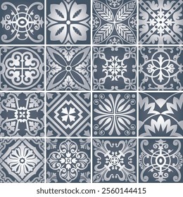 Turkish ceramic pattern collection.
Ceramic tiles with Turkish stylized pattern. Seamless horizontal pattern. Ceramic tiles created with ethnic and arabesque motifs. Beautiful decorative material with