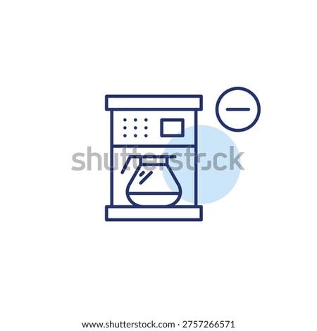 Turkish cezve coffee maker and minus. Hot drinks unavailable. Remove from order. Pixel perfect, editable stroke vector icon