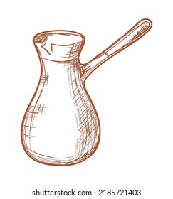 turkish cezve doodle icon isolated