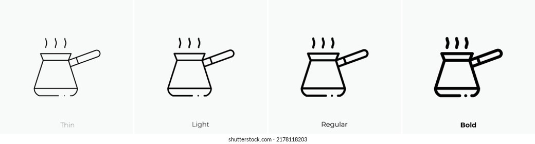 turkish cezve icon. Thin, Light Regular And Bold style design isolated on white background