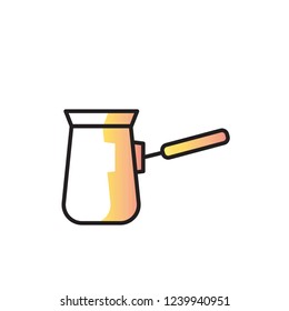 turkish cezve icon vector. coffee icon with shadow style
