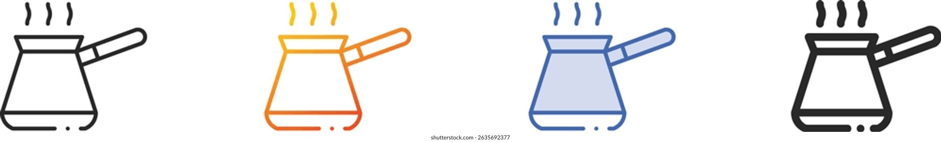turkish cezve icon.Thin Linear, Gradient, Blue Stroke and bold Style Design Isolated On White Background